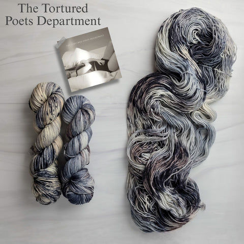 The Tortured Poets Department - Hand dyed yarn - Taylor Swift inspired - greige beige brown white grey black