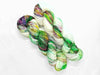 Spring is a Tease - Hand dyed yarn - Merino Fingering white green purple