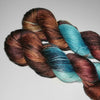 Earth & Sky - Hand dyed yarn - SW Merino Fingering Weight brown caramel blue