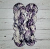 Snowy Amethyst -  Hand dyed speckled yarn - white with purple speckles