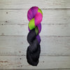 Wicked -  Hand dyed variegated palindrome yarn - pink purple black lime green Halloween colors