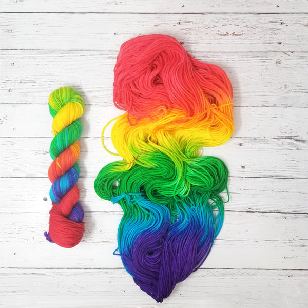 Rainbow Palindrome - Hand dyed variegated yarn -roygbiv pride yarn LGBTQ