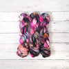 Space Rider - Hand dyed deconstructed variegated speckled yarn - Merino Fingering to worsted hot pink black