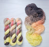 The Shrimp Girl - Hand dyed yarn - Merino Fingering yellow peach brown