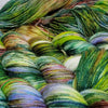 Light in the Forest -  Hand dyed variegated yarn - green purple blue lime toffee maroon