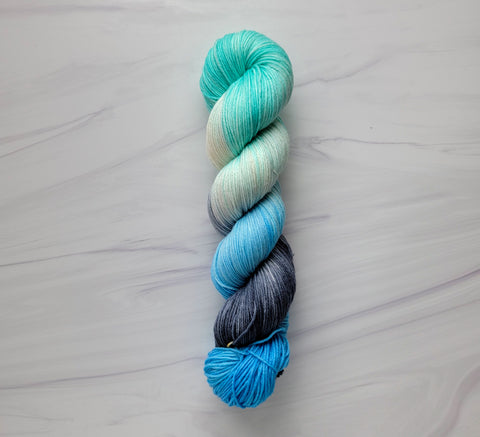 For You Blue  - Hand dyed yarn - Aqua turquoise grey sky blue white Beatles inspired