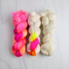 Fade Yarn Set - Neon Flowers Glow Bug White-  3 100g skeins of Hand dyed