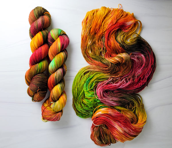 Fall Harvest-  Hand dyed yarn - SW Merino Fingering Weight 400+ yards autumn colors