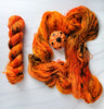 Pumpkin Head - Hand dyed yarn, Fingering Weight, Halloween yarn - orange with green and black speckles
