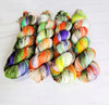 Monster Mash - Hand dyed yarn, Fingering Weight, Halloween yarn -green orange purple cream
