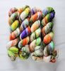 Monster Mash - Hand dyed yarn, Fingering Weight, Halloween yarn -green orange purple cream