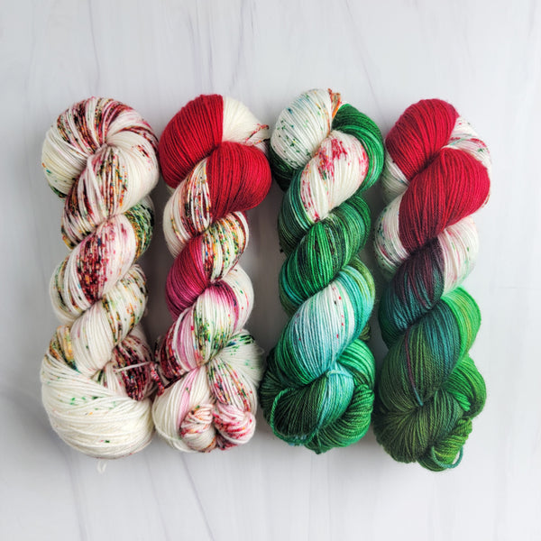 Christmas Pop Fade Set - four 100g skeins of Hand dyed - yarn set