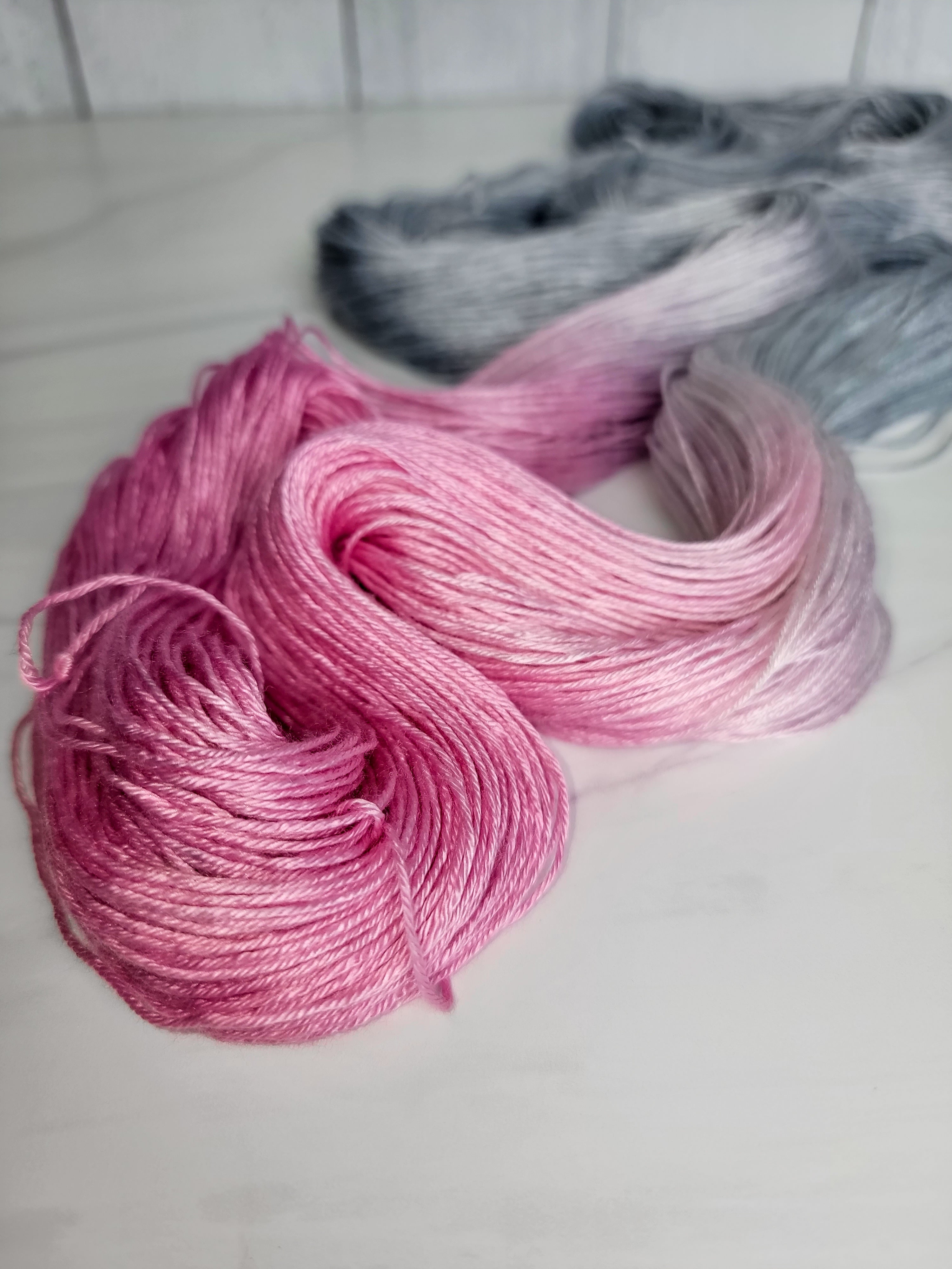 Flowers in the rain - Hand dyed yarn - SW Merino Fingering Weight pink