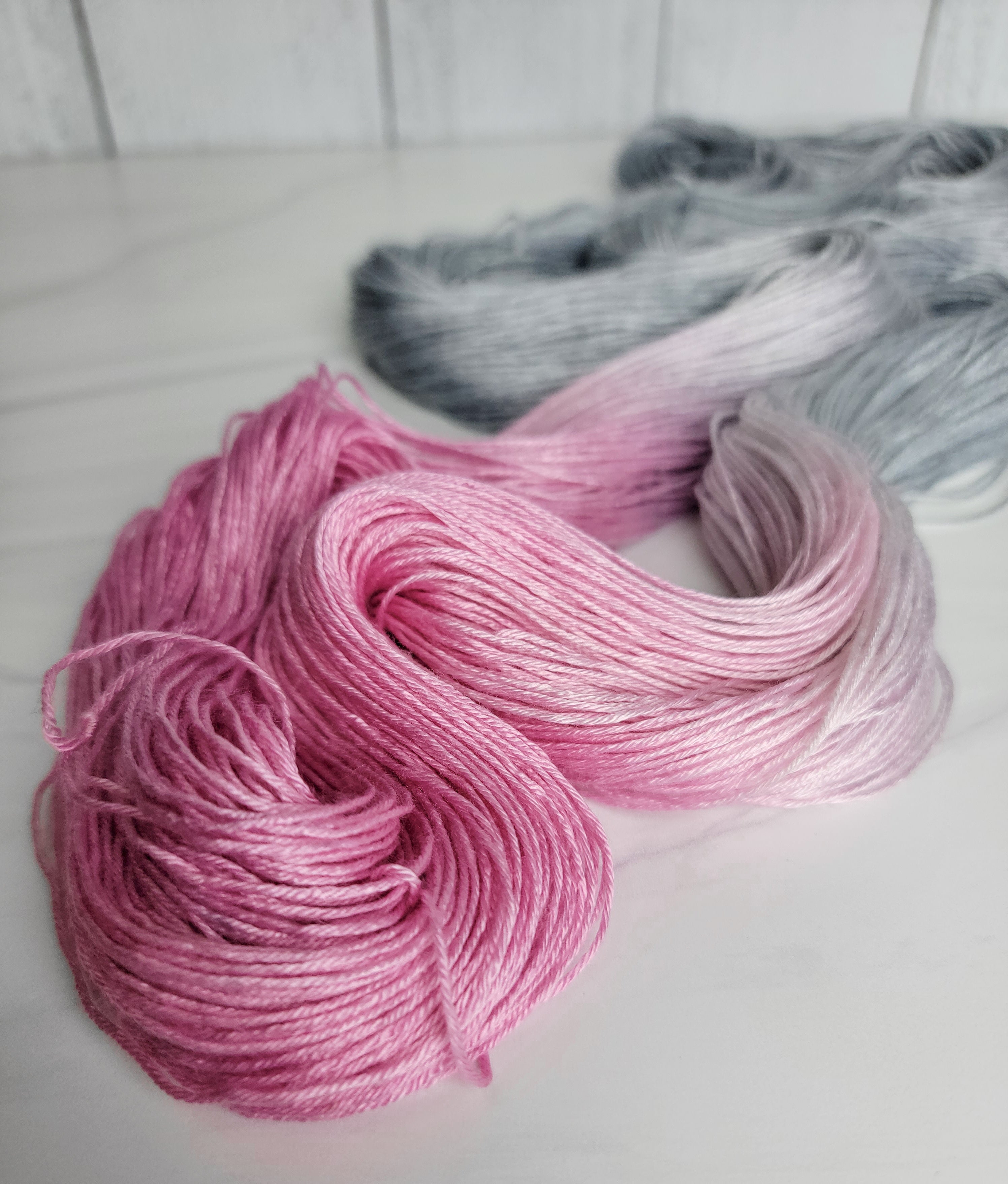 Flowers in the rain - Hand dyed yarn - SW Merino Fingering Weight pink