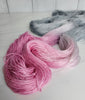 Flowers in the rain - Hand dyed yarn - SW Merino Fingering Weight pink and grey