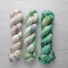 Frozen Dew Fade Yarn Set - spruce dew drop frozen flowers-  3 100g skeins of Hand dyed