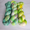 Apple Chow Fade Yarn Set - granny smith zombie chow spruce-  3 100g skeins of Hand dyed