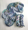 Low Tide - Hand dyed Variegated yarn -  Fingering to bulky- blue grey with pink orange yellow aqua speckles