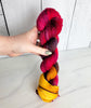 Autumn Flowers - Hand dyed assigned pooling yarn Merino Fingering red brown yellow