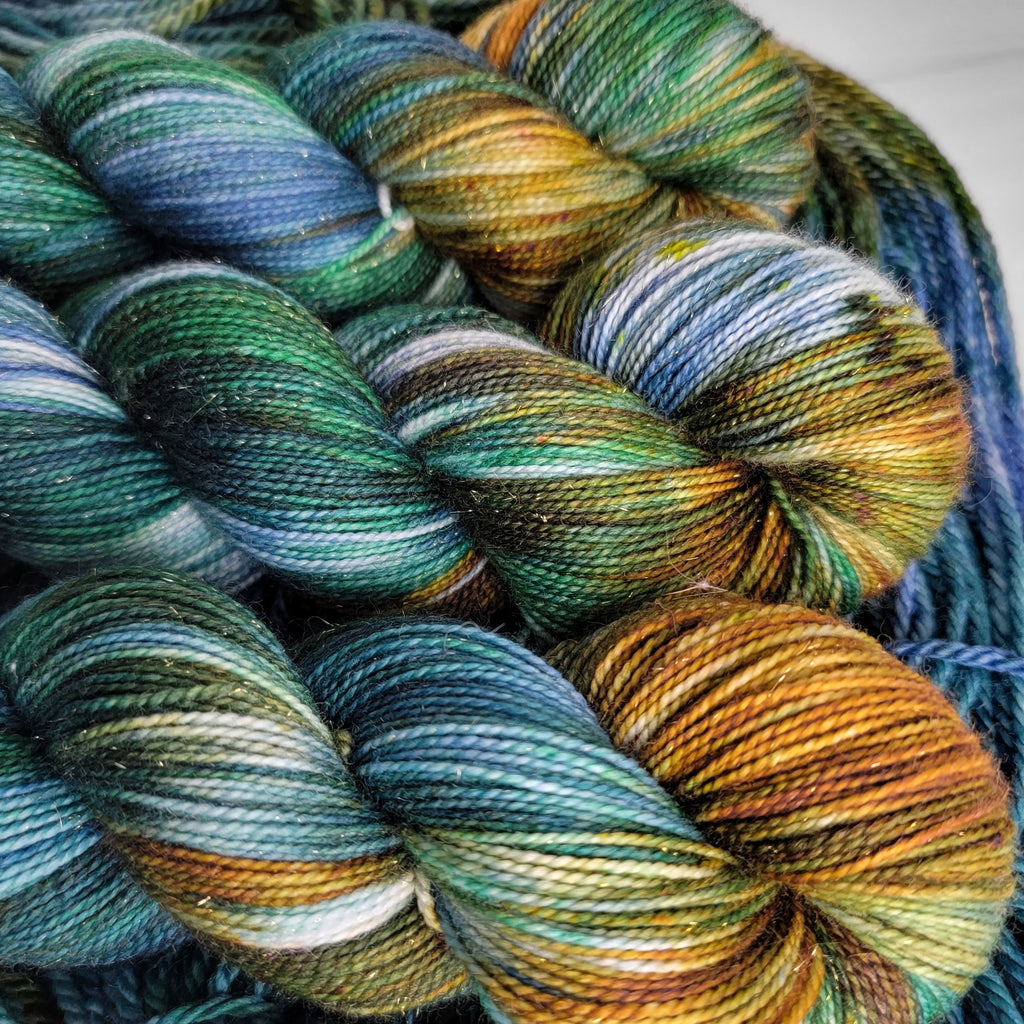 Cave Lichen - Hand dyed yarn - SW Merino Fingering Weight green