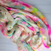 Little Unicorns - Hand dyed yarn - white with neon rainbow speckles drizzled