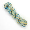 A Touch of the Blues - Hand dyed variegated yarn - gold ivory cream blue teal brown