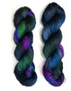 Raven - Hand dyed yarn - SW Merino Fingering Weight black Purple Blue Green