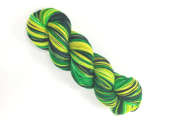 Emerald City - Hand dyed variegated yarn - SW Merino Fingering to worsted green yarn