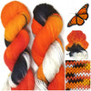 Monarch - Hand dyed yarn -  Fingering to bulky- orange black white