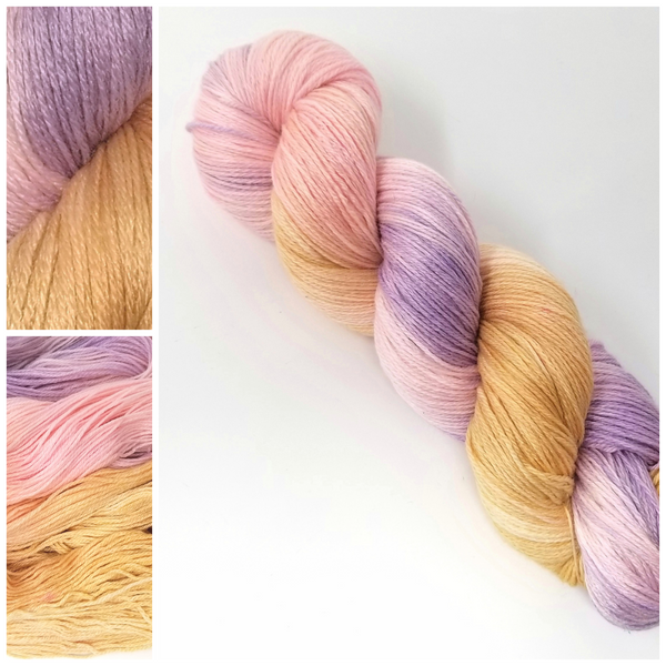 Sweetie Pie - Hand dyed yarn - Merino Fingering pastel pink purple caramel