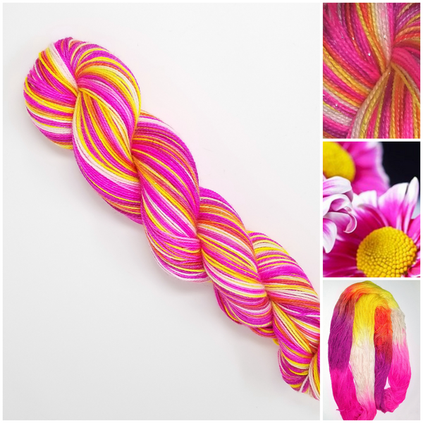 Wild Child -Variegated Hand dyed yarn- Fingering pink yellow white