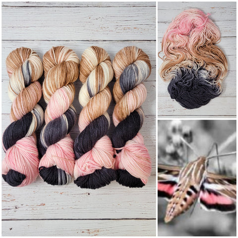Nectar Sucker - Hand dyed yarn, Fingering to worsted, brown pink black white