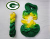 Green Bay Packers - Hand dyed yarn -  Fingering to bulky- green gold yellow white