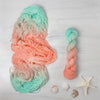 Seashore Sunrise - Hand dyed yarn -Merino Fingering peach to light pastel aqua