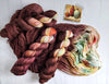 Antique Chocolate - hand dyed yarn, Fingering Weight, assigned color pooling - dark chocolate brown with contrasting color of light yellow orange green red
