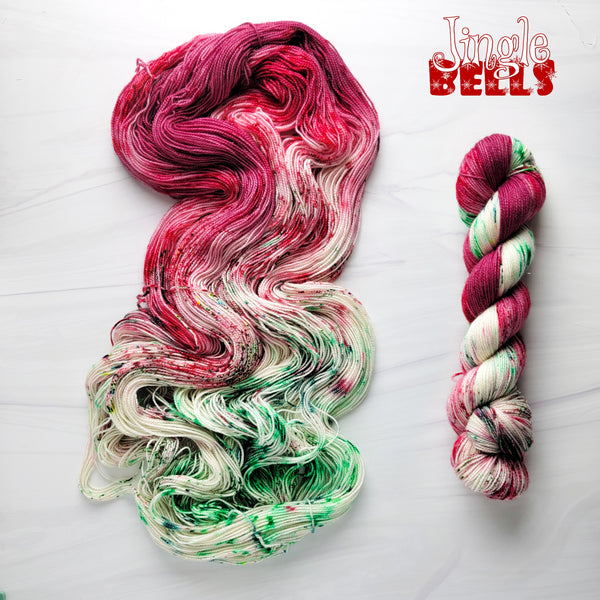 Jingle Bells - Hand dyed variegated yarn - Merino Fingering to worsted