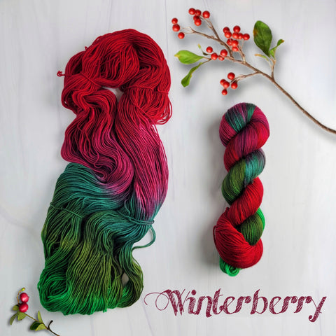 Winterberry - Hand dyed variegated yarn -SW Merino choose your base fingering sock dk lace bulky aran
