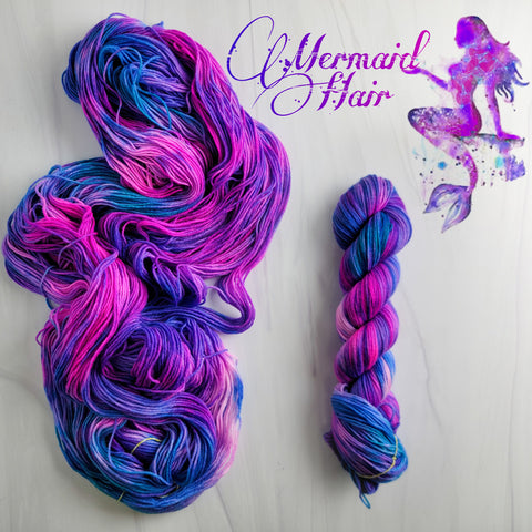 Mermaid Hair -  Hand dyed variegated yarn - hot pink blue purple