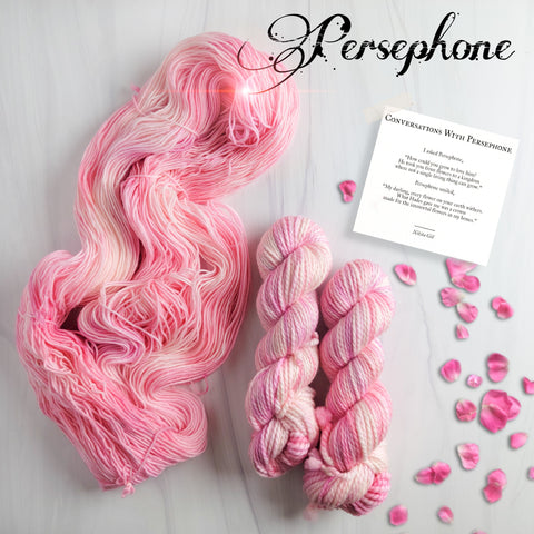 Persephone - Hand dyed Variegated yarn -  Fingering to bulky- Greek Goddess collection - soft pastel pink spring flower colors