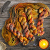 Hestia - Hand dyed Variegated yarn -  Fingering to bulky-  Greek Goddess collection - orange yellow brown green fall colors