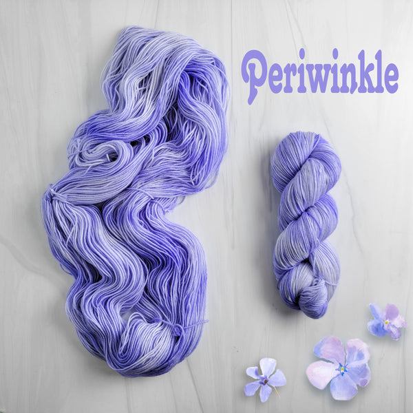 Periwinkle - Hand dyed tonal semi solid yarn - Merino Fingering to worsted pastel purple lilac violet lavender