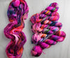 I will always love you for what it's worth - Hand dyed yarn - Merino Fingering Weight  Pink magenta fuchsia and rainbow