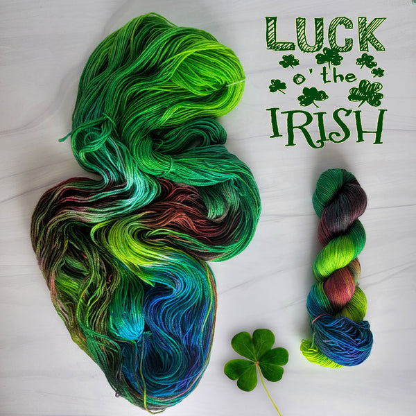 Luck of the Irish - Hand dyed yarn - SW Merino Fingering Weight green