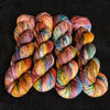 Canyonlands -  Hand dyed variegated yarn - toffee briwn mahogany orange seafoam green blue black speckles