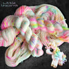 Little Unicorns - Hand dyed yarn - white with neon rainbow speckles drizzled