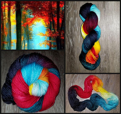 Fire & Ice- Hand dyed yarn - SW Merino 100g -Choose your base - black red teal white yellow
