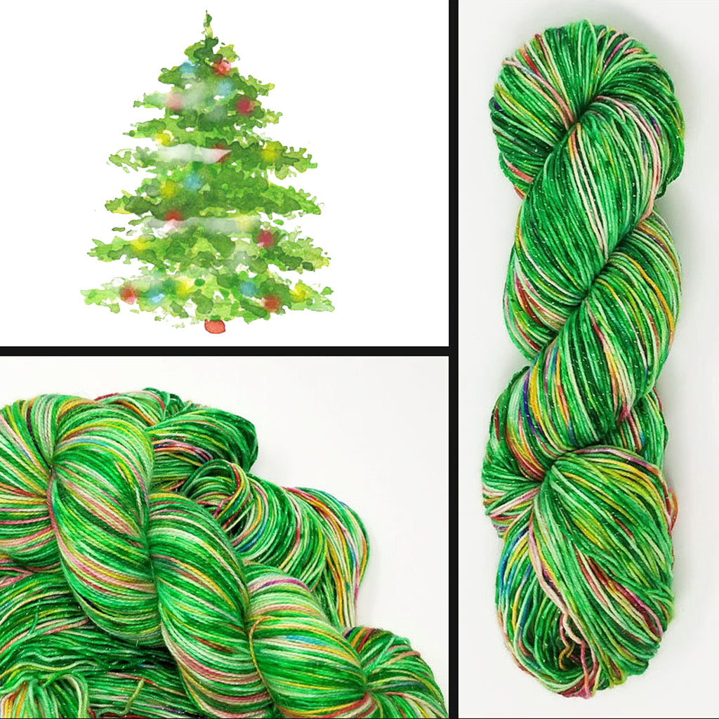 Christmas Tree- Hand dyed yarn -SW Merino Fingering Weight 400+ yards