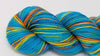 Fordite Patina - Hand dyed yarn -Fingering 400+ yards turquoise blue orange