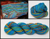 Fordite Patina - Hand dyed yarn -Fingering 400+ yards turquoise blue orange