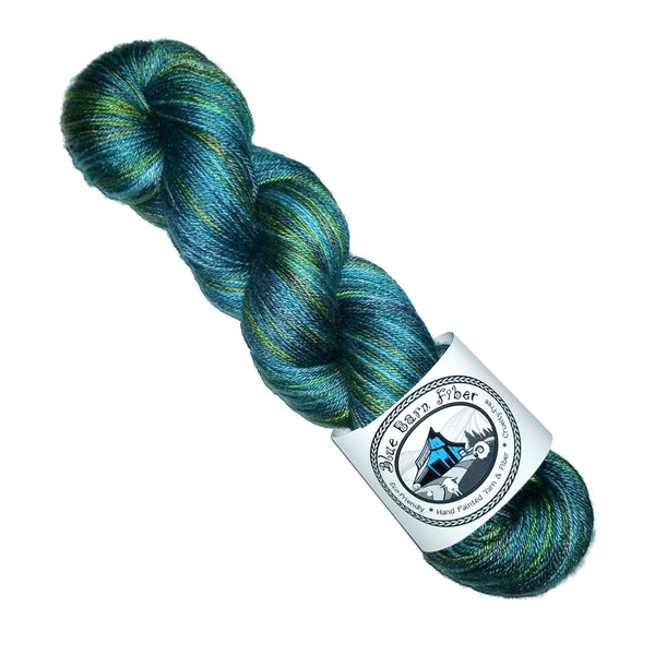 Into the Woods - Hand dyed yarn, teal blue green